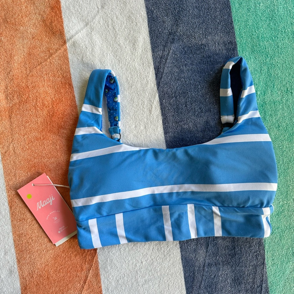 NWT Maaji Blue and White Striped Bikini Top